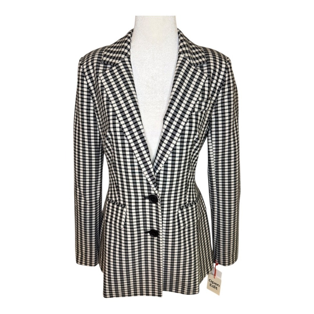 NEW Open‎ Edit Plaid Hourglass Blazer Gingham Check Business Casual Jacket Small